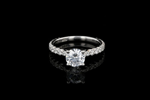 2.2 Ct Cushion Cut French Pave Flush Fit Diamond Engagement Ring VS1 H  Treated | eBay