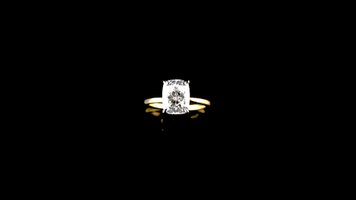 Cushion Solitaire with Pave' Set Hidden Halo