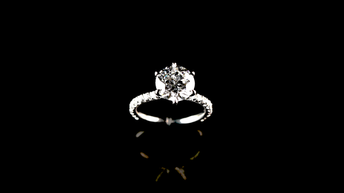 Six Prong French Pave' Solitaire