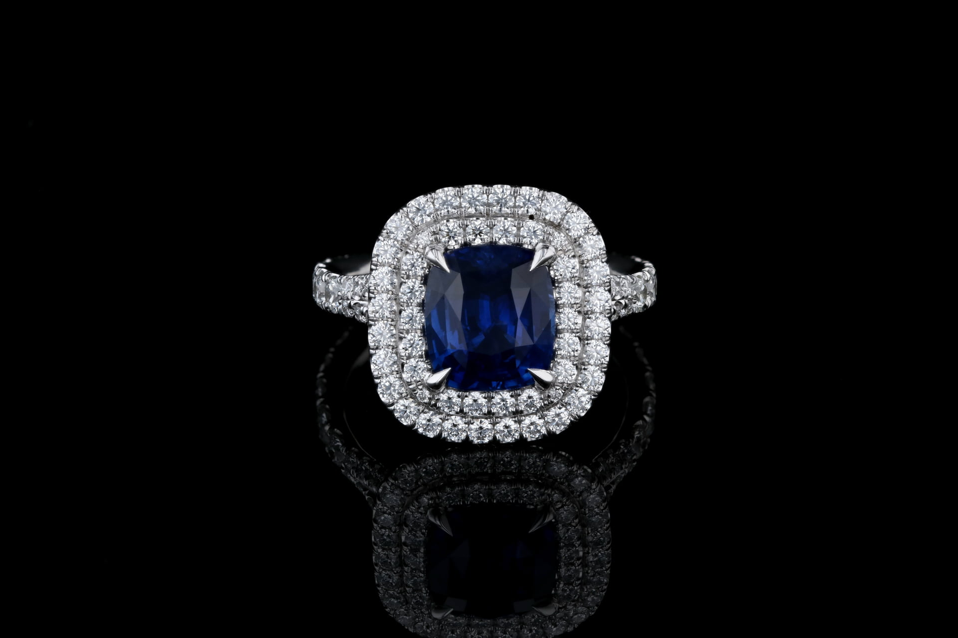 Art Deco Style Emerald Cut Sapphire and Baguette Diamond Ring – The London  Victorian Ring Co