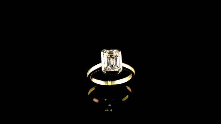 Emerald Cut Bezel Set Diamond Solitaire