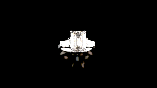 Emerald Cut Three Stone Classic with Two Tapered Baguettes