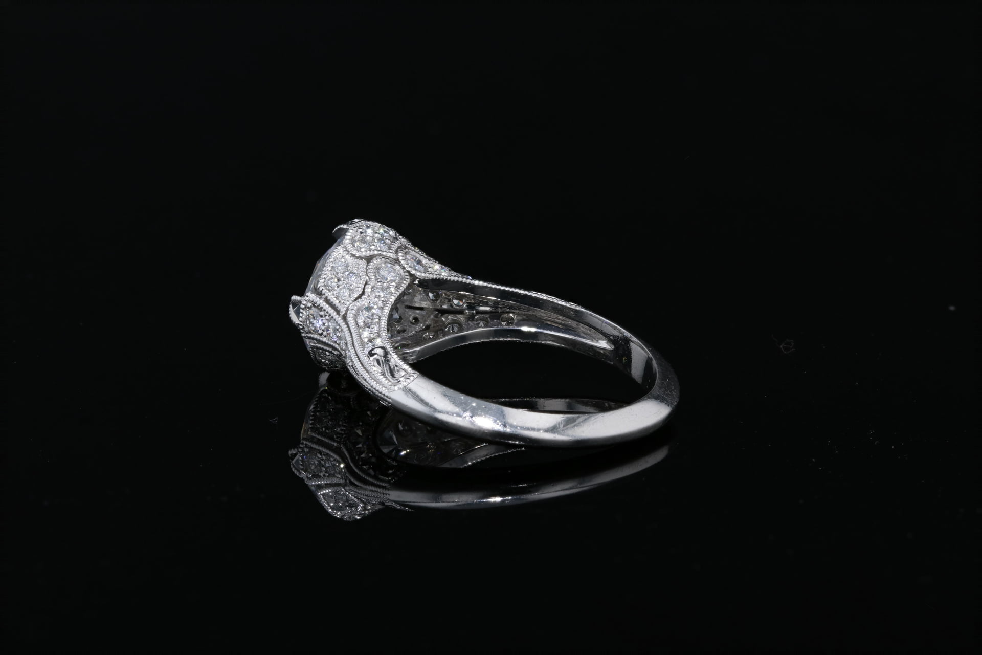 Vintage Style Pave Diamond Engagement Ring - Nathan Alan Jewelers