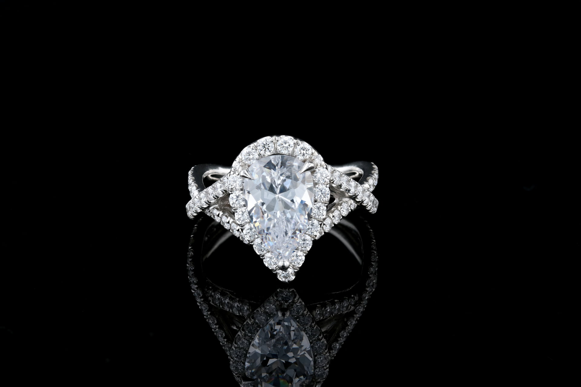 Diamond Pear-Shaped Halo Engagement Ring (Setting Price)