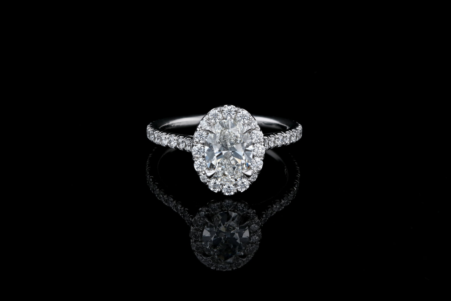 Round with triple row micro pave diamond band engagement ring setting – Cut  FJ LLC.