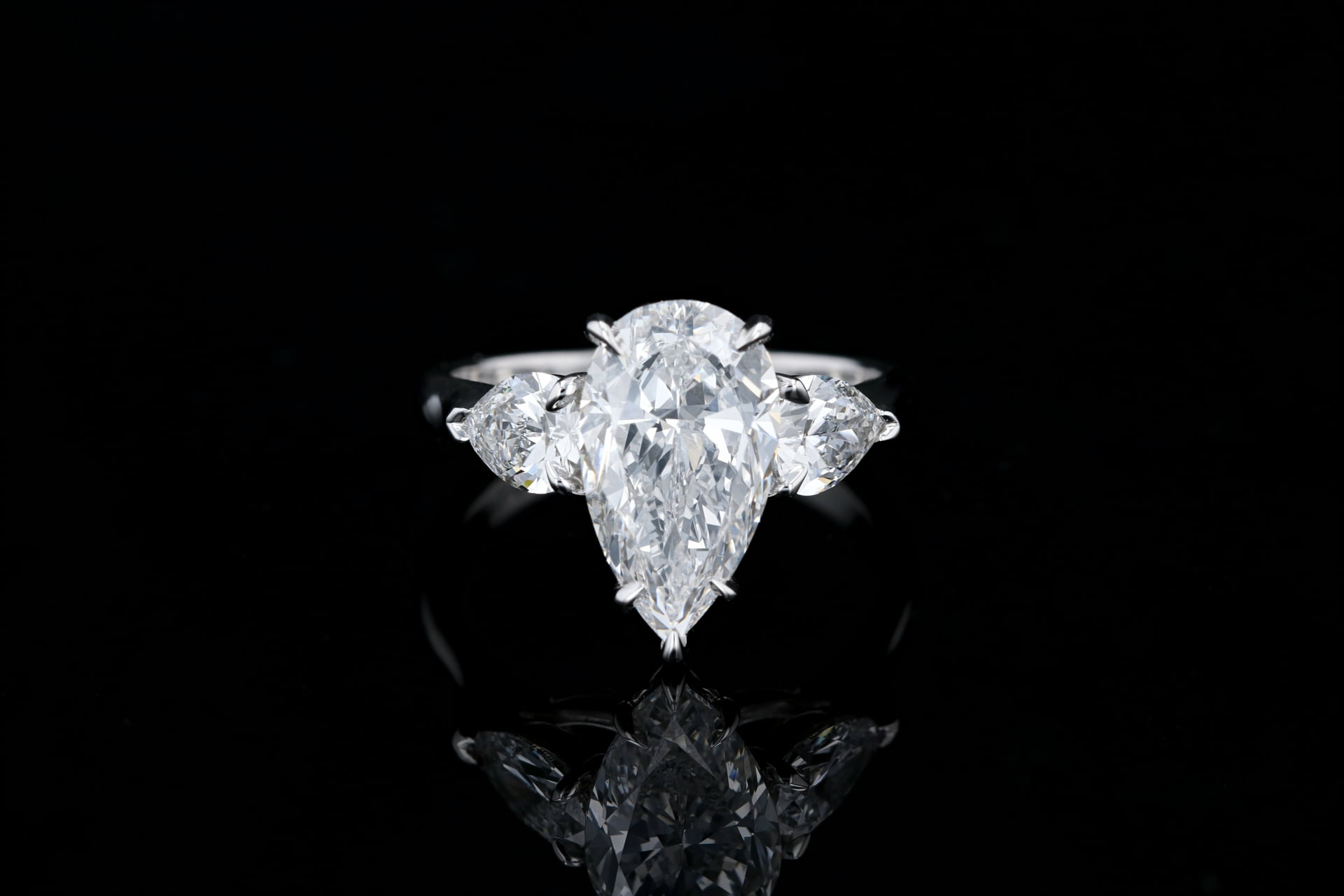 High Jewelry, Pear Cut Three Stone Lab Diamond Ring