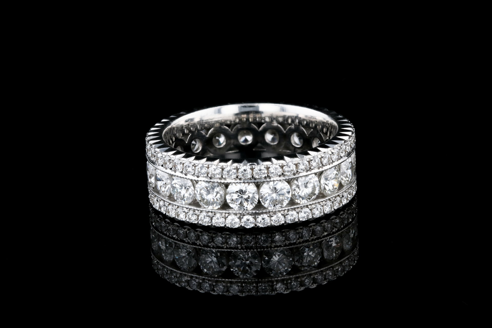 1.85 ctw. Princess Cut Diamond Ring set in a 14K Yellow Gold French Pave  Diamond Setting - ER-102-008