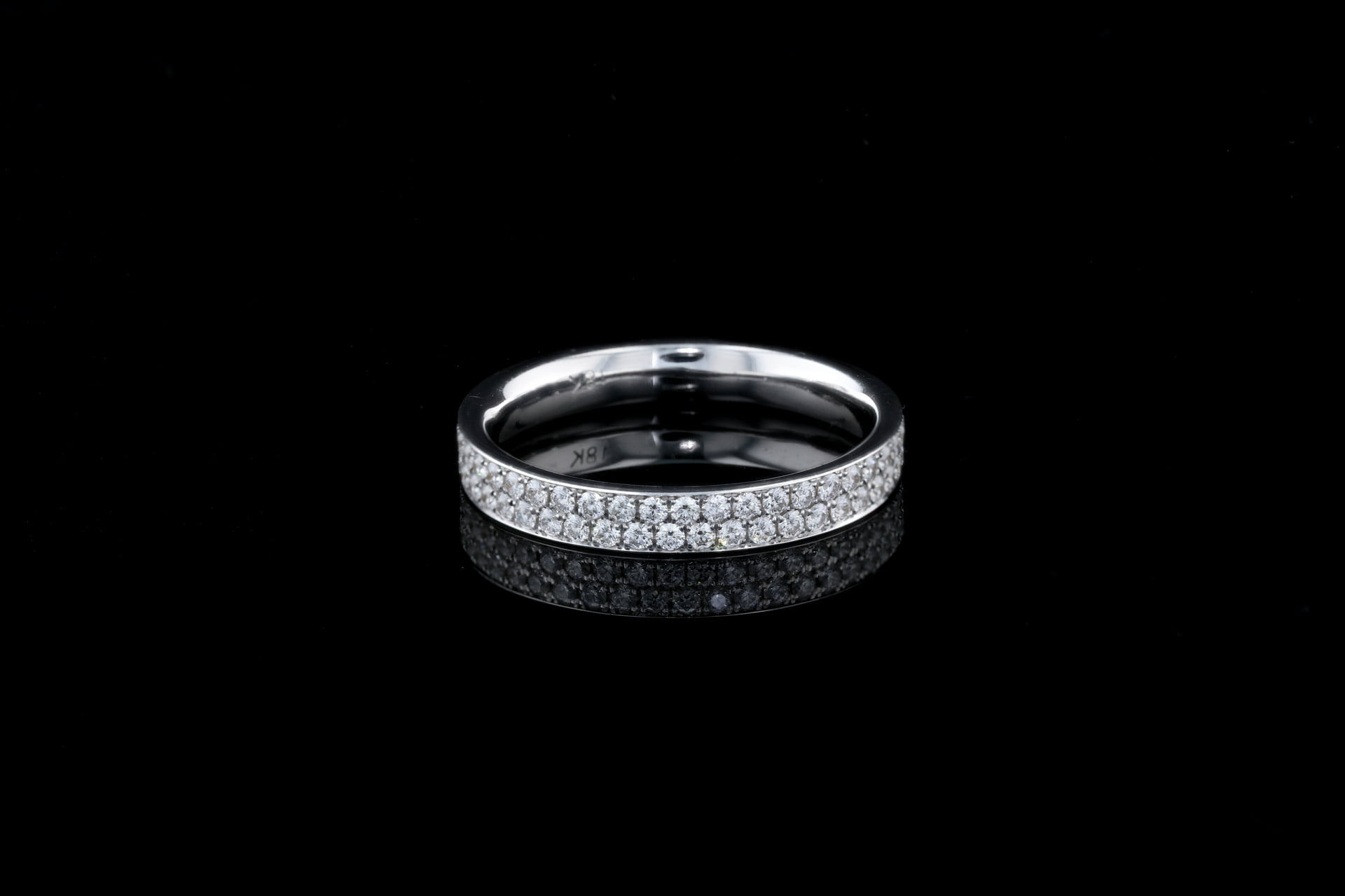 Pave-Set Diamond Double Row Anniversary / Wedding Ring Band